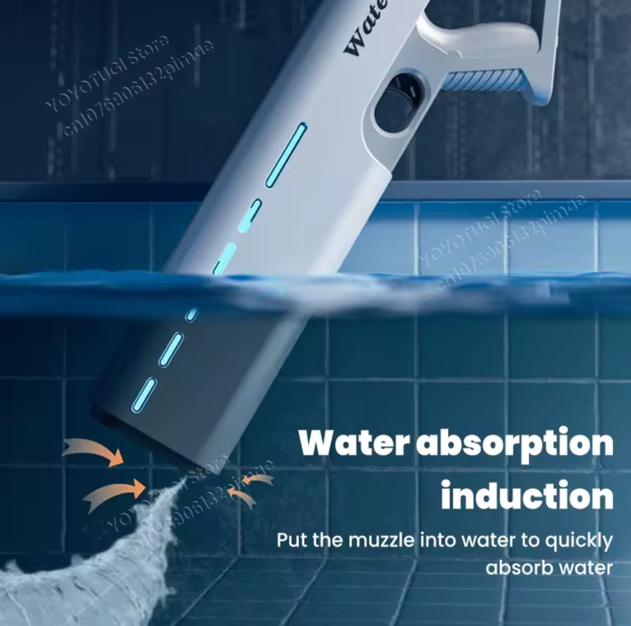 Pistola de agua eléctrica, completamente impermeable y automática